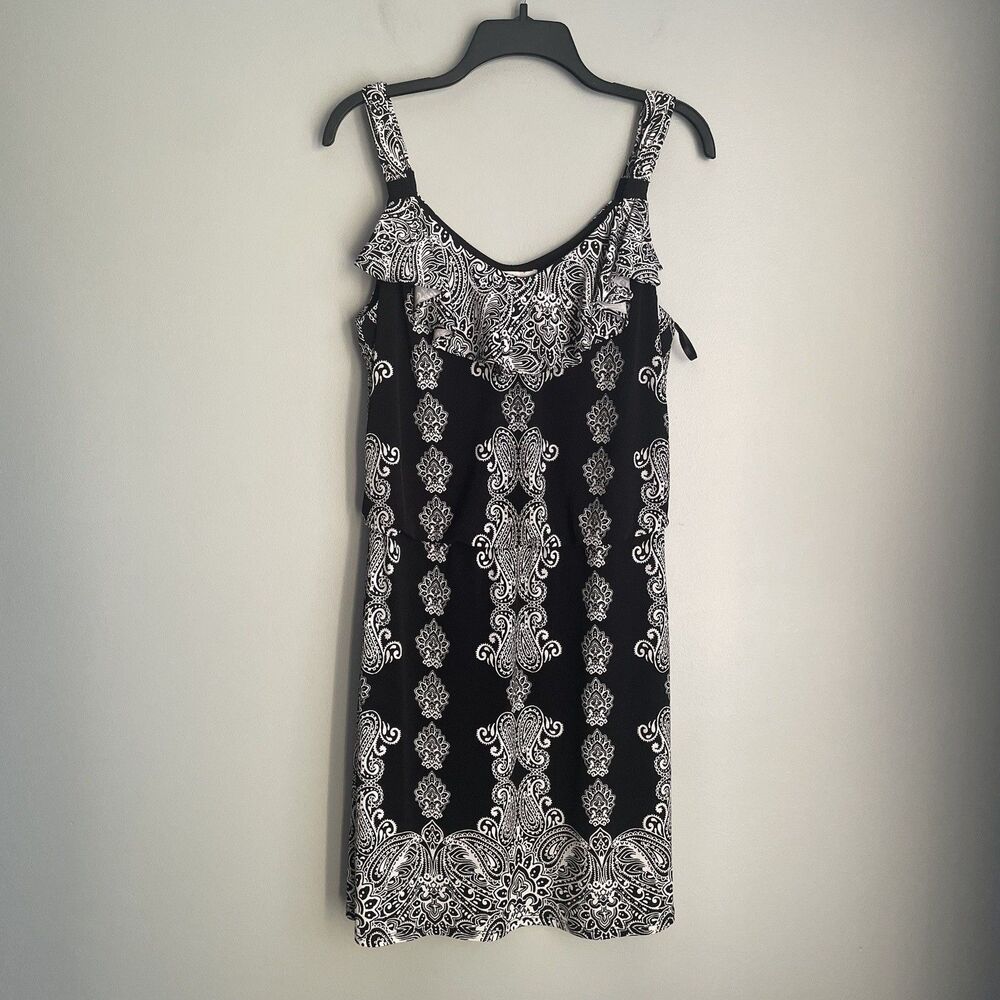 White House Black Market Tank Dress Size S Black White Resortwear 35" Cruise